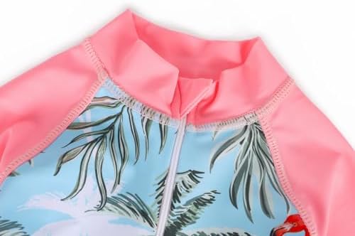 AmzBarley Swimming Costume Girls Swimsuit Kids One-Piece Rash Guard Little Child Mermaid Swimwear Short Sleeve Swimsuits