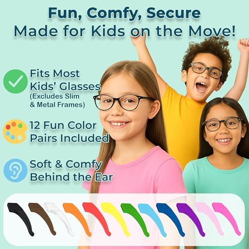 Anchor Glasses Grips 12 Pack - Anti Slip Glasses Ear Grips For Kids And Adults - Silicone Glasses Ear Hooks - Glasses Grips Behind Ears - Eyewear Holder For Sunglasses