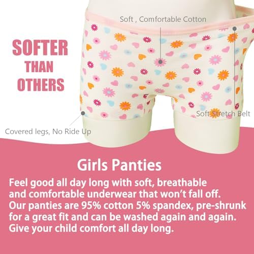 Anntry Kids 12 Pack Soft Comfort Cotton Knickers Underwear Little Girls Assorted Boyshort Panties 2-12 Yrs
