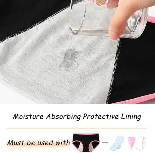 Anntry Teen Girls Cotton Underwear Menstrual Period Pants Leakproof Knickers Mid Waist Solid Panties For Teenage Age 10-18 (Pack Of 6)(Must Wear With Pad Or Tampon)