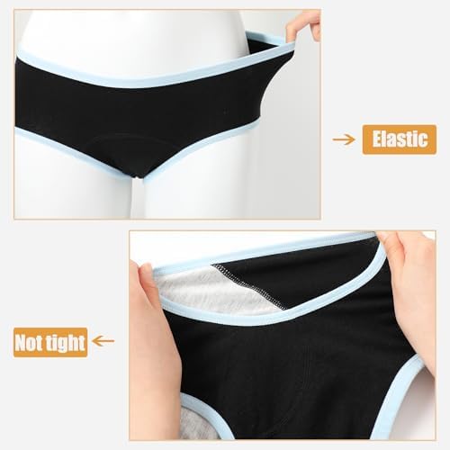 Anntry Teen Girls Cotton Underwear Menstrual Period Pants Leakproof Knickers Mid Waist Solid Panties For Teenage Age 10-18 (Pack Of 6)(Must Wear With Pad Or Tampon)