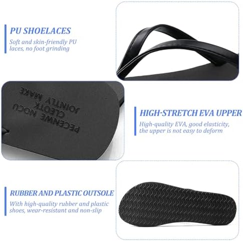 Anseom Couple Flip Flops Leather Strap Slippers Unisex Summer Beach Sandals Non-Slip Shower Slipper For Men Women