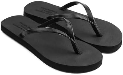 Anseom Couple Flip Flops Leather Strap Slippers Unisex Summer Beach Sandals Non-Slip Shower Slipper for Men Women