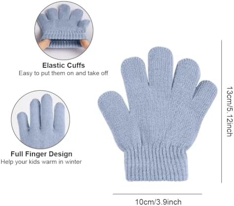 Aolso Kids Warm Knit Gloves 3 Pairs Kids Knitted Gloves Soft Thermal Gloves Toddler Magic Gloves Full Finger Gloves Stretchy Warm Gloves For Boys And Girls