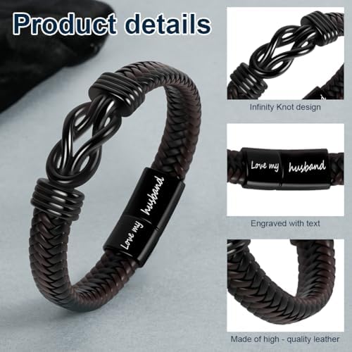 Aolso Men's Bracelets Gifts For Men Braided Leather Infinity Knot Bracelets Birthday Gifts Valentines Gift Christmas Gift For Men Teenage Boys