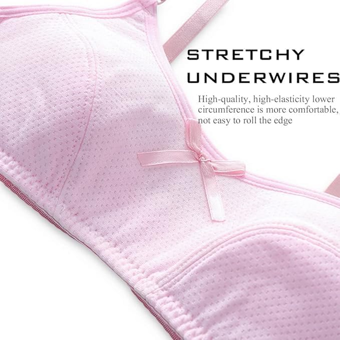 AOOPOO 6 Pack Girls Bra Preteen Girl Clothes Teenage Bras Adjustable Seamless With Padded 10-15 Years Maiden Bras For Daily