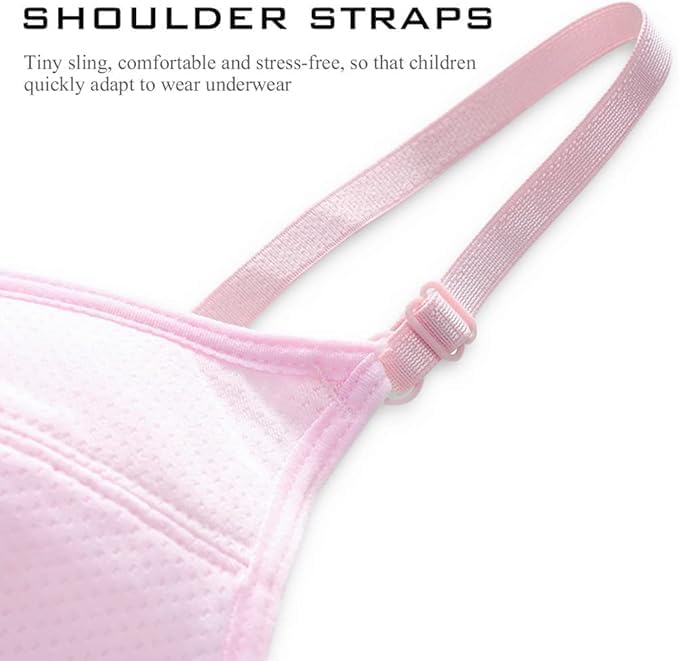 AOOPOO 6 Pack Girls Bra Preteen Girl Clothes Teenage Bras Adjustable Seamless With Padded 10-15 Years Maiden Bras For Daily
