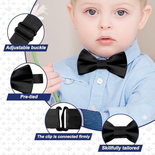 AOOWU Bow Tie And Suspender Set For Men Women Solid Color Bow Ties Mens Suspenders Y Shape With Clips On Adjustable Brace