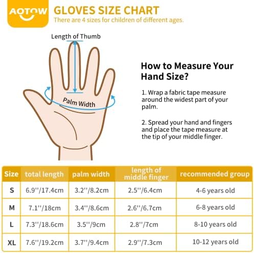 AOTOW Winter Warm Kids Cycling Gloves - Cold Weather Touchscreen Glove For Childrens Riding Bike And Football Grip Anti-Slip Outdoor Ski Sports Gloves For Boys Girls