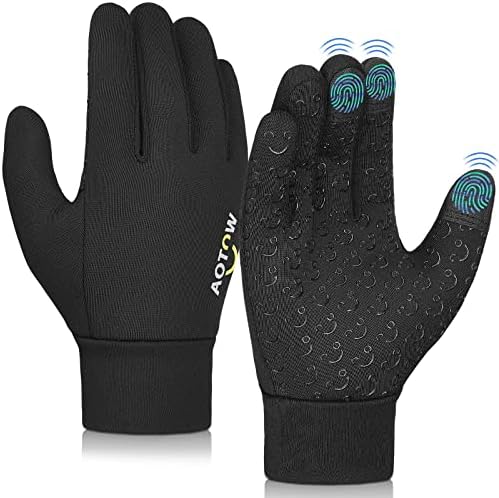AOTOW Winter Warm Kids Cycling Gloves - Cold Weather Touchscreen Glove for Childrens Riding Bike and Football Grip Anti-Slip Outdoor Ski Sports Gloves for Boys Girls