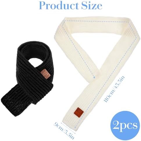 APLZGMG 2Pcs Warm Kids Winter Knit Scarves Soft Knitted Neck Warmer Toddler Scarf Child Warm Scarves Wrap For Boys Girls Kid Christmas New Year Gifts Winter Cold Weather Boys Scarf (Black Beige)