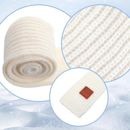 APLZGMG 2Pcs Warm Kids Winter Knit Scarves Soft Knitted Neck Warmer Toddler Scarf Child Warm Scarves Wrap For Boys Girls Kid Christmas New Year Gifts Winter Cold Weather Boys Scarf (Black Beige)