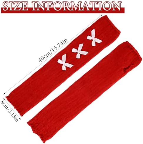 APLZGMG Knitted Arm Warmers Long-Sleeve Gloves Y2k Accessories With Bow Harajuku Lolita Fingerless Mittens For Women Girl