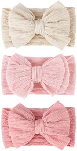 AQOKKA Baby Bows Headbands Nylon Baby Girl Headbands Newborn Hairbands Toddler Hair Accessories for Girls Infant Kids