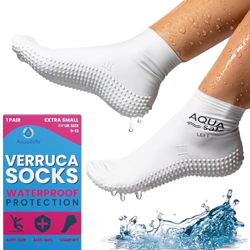 Aquasafe Guardsocks Kids Waterproof Verruca Socks – 100% Latex Swim Socks – Non-Slip Beach Shoes for Hygiene & Pool Safety – Protective Socks for Swimming
