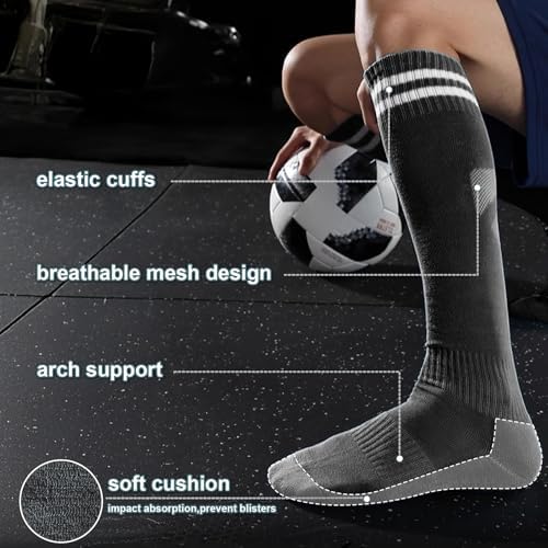 Aquzhou Kids Football Socks Set With Shin Pads Boys And Shin Pad Sleeves Aged 6-13 Boys Football Socks Cushioned Knee High Breathable Girls Boys Soccer Sock For Kids Junior