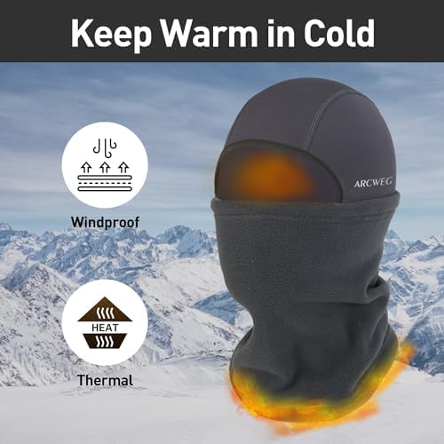 Arcweg Kids Balaclava Ski Mask - Thermal Fleece Neck Warmer Winter Windproof Face Hood For Boys Girls - Fits Under Helmets For Skiing Running Cycling