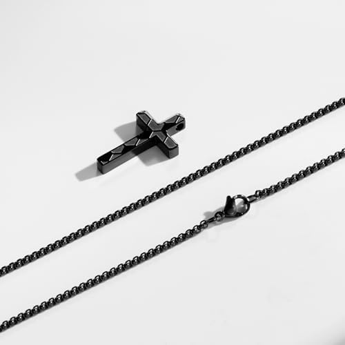 Aretas Football Gifts For Boys Stainless Steel Football Cross Necklace Pendant Chain 16/18/20/22/24 Inches Silver/Gold/Black Football Soccer Stuff Jewellery Birthday Christmas Gifts