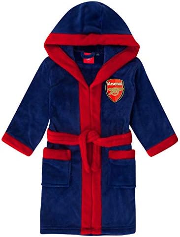 Arsenal FC Boys Dressing Gown Robe Hooded Fleece Kids OFFICIAL Football Gift