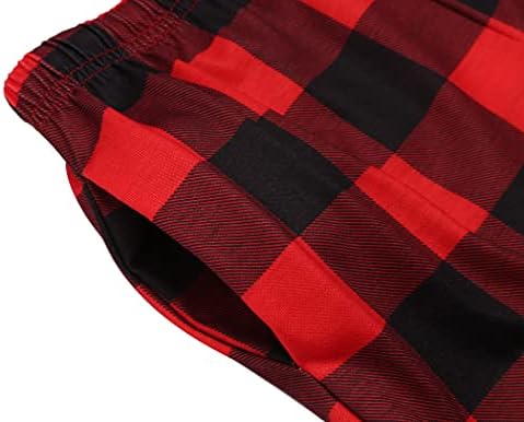 Arshiner Boy's Pyjama Bottoms Plaid Long Kids Sleeping Pants Elastic Waistband Leisure Bottoms With Pockets Pyjamas Pants For Boys And Girls 5-15 Years