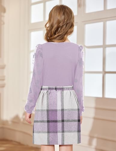 Arshiner Girls Clothing Sets Elegant Long Sleeve Tops With Plaid Skirt Set Kids Autumn Winter Casual Fashion Outfits For Girls 5-13 Years
