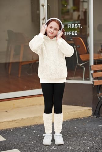Arshiner Girls Clothing Sets Winter Kids Hoodie With Leggings Set Warm Cosy Padded Clothes Two Piece Outfits For Girls 5-14 Years