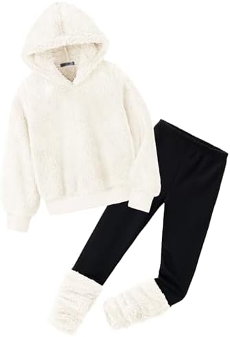 Arshiner Girls Clothing Sets Winter Kids Hoodie with Leggings Set Warm Cosy Padded Clothes Two Piece Outfits for Girls 5-14 Years