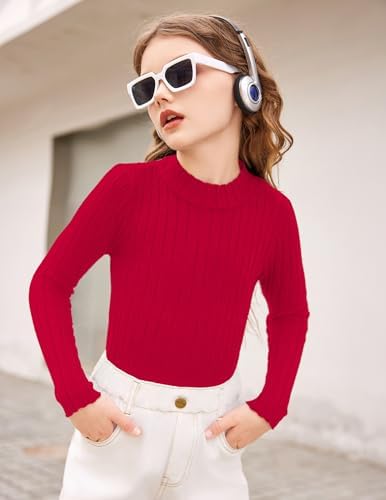 Arshiner Girls Jumpers Thermal Kids Half Turtleneck Pullover Casual Fashion Sweater Elegant Fall Winter Long Sleeve Top For Girls 5-13 Years