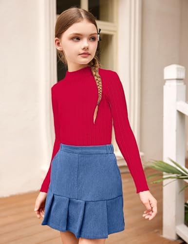 Arshiner Girls Jumpers Thermal Kids Half Turtleneck Pullover Casual Fashion Sweater Elegant Fall Winter Long Sleeve Top For Girls 5-13 Years