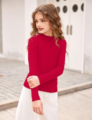 Arshiner Girls Jumpers Thermal Kids Half Turtleneck Pullover Casual Fashion Sweater Elegant Fall Winter Long Sleeve Top For Girls 5-13 Years