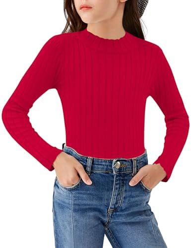 Arshiner Girls Jumpers Thermal Kids Half Turtleneck Pullover Casual Fashion Sweater Elegant Fall Winter Long Sleeve Top for Girls 5-13 Years