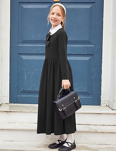 Arshiner Girls Maxi Dress Kids Long Dress Floral Dress With Pocket Round Neck Casual Dress Party Dress Pricess Dress For 5-13 Years