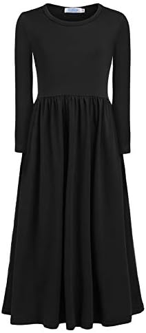 Arshiner Girls Maxi Dress Kids Long Dress Floral Dress with Pocket Round Neck Casual Dress Party Dress Pricess Dress for 5-13 Years