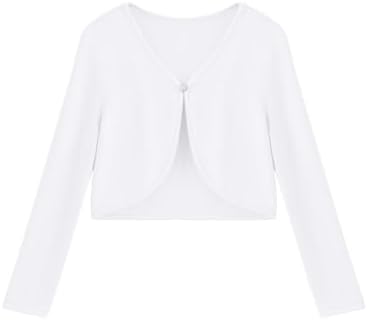 Arshiner Girls Open Front Shrug Cardigan Kids Children Knit Long Sleeve Bolero with Button Closure