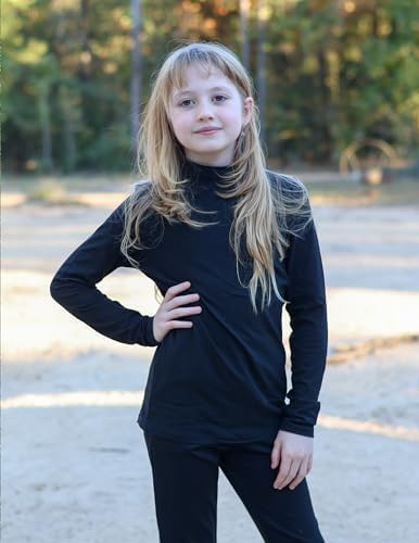 Arshiner Girls Shirt Long Sleeve Turtleneck Undershirts Casual Tops Slim Pullover Unisex Tops 3-12 Years