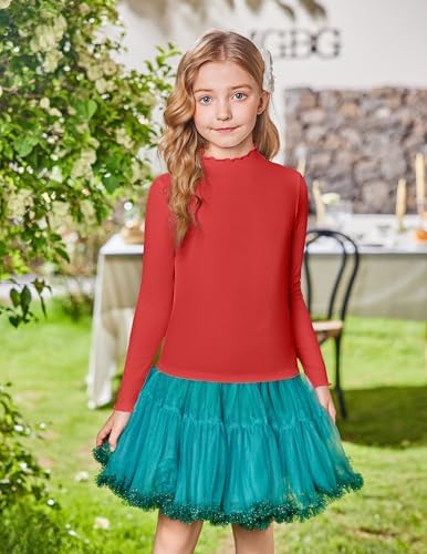 Arshiner Girls Turtleneck Top Long Sleeve Shirt Ribbed Stretchy School Tops Kids Layering Base Layer Shirt Autumn Winter Thermal Undershirt Ages 4–13