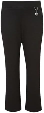 ASD Accessories Back to School Pull-Up Girls Trouser - Slim Leg Jersey Stretchy Comfortable School Trousers With Heart Pendant