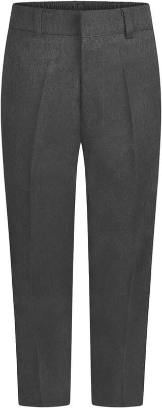 ASD Accessories Sturdy Fit Plus Size Boys School Trousers Ages 5-16 - Half-Elastic Waist Zip & Clip Teflon Water Resistance Belt Loops. See Size Chart