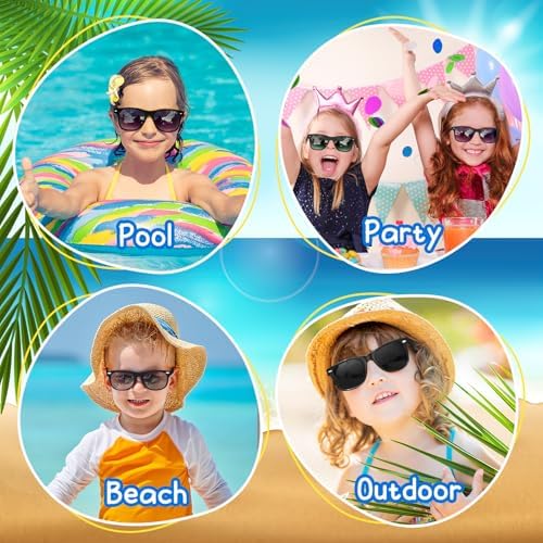 ASTARON 8 Pack Kids Party Sunglasses Bulk For Kids Summer Beach Party Birthday Party Favors Supplies Goody Bag Filler
