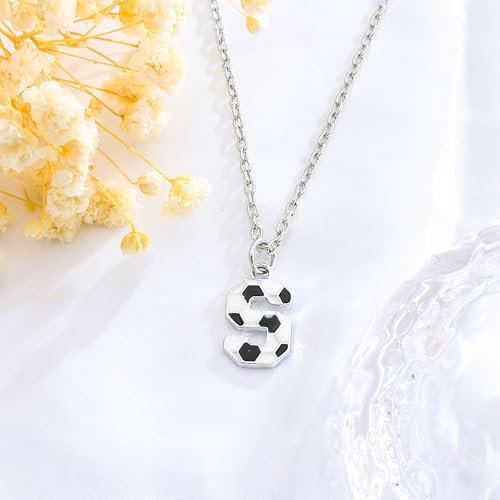Astellea Football Gifts For Girls Boys Initial Necklace For Soccer Players Lovers Coach Fashion Football Letter Necklace Christmas Birthday Party Jewelry Present For Son Daughter Teenage