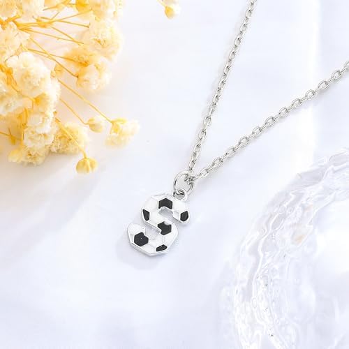 Astellea Football Gifts For Girls Boys Initial Necklace For Soccer Players Lovers Coach Fashion Football Letter Necklace Christmas Birthday Party Jewelry Present For Son Daughter Teenage