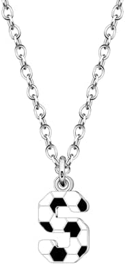 Astellea Football Gifts for Girls Boys Initial Necklace for Soccer Players Lovers Coach Fashion Football Letter Necklace Christmas Birthday Party Jewelry Present for Son Daughter Teenage