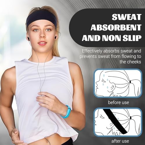 AstraGlam 8-Pack Wide Headbands For Women And Men 2.5 Inch Non-Slip Sport Sweatbands Elastic Hair Bands For Workout Yoga Running Gym Assorted Colours
