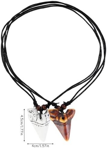 Aswewamt 4 Pcs Shark Gifts - Shark Tooth Necklace For Men & Boys Handmade 2 Colors