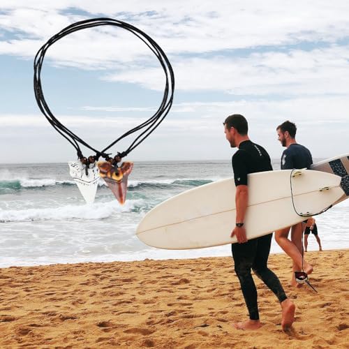 Aswewamt 4 Pcs Shark Gifts - Shark Tooth Necklace For Men & Boys Handmade 2 Colors