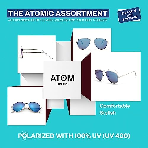 ATOM Polarized 100% UV Protection Kids Sunglasses - Aged Between 5-12 Years Children Sunglasses For Boys And Girls