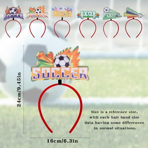 AuGiueam 6Pcs Felt Football Headband - Cheer Up Hairband Set Soccer Party Headbands Decoration Soccer Game Photo Prop Headwear