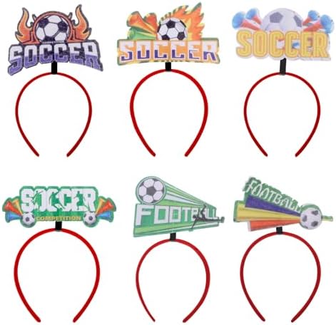 AuGiueam 6Pcs Felt Football Headband - Cheer Up Hairband Set Soccer Party Headbands Decoration Soccer Game Photo Prop Headwear