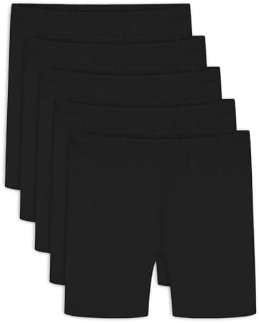 Auranso 5 Pack Black Girls Cycling Shorts Cotton Kids Childrens Dance Shorts Summer PE School Sports Shorts Leggings