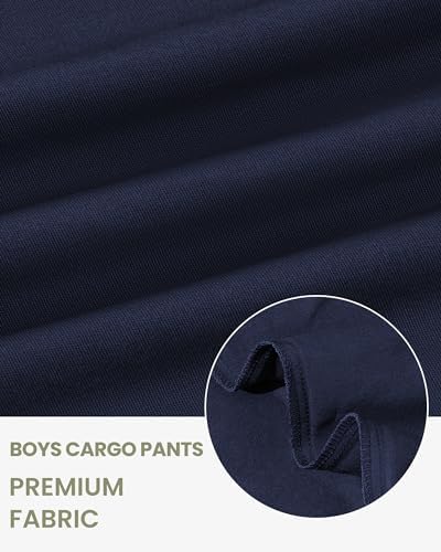 Auranso Boys Cargo Trousers Kids Elasticated Waist Joggers Outdoor Casual Pants With Pockets Drawstring For Children 8-13 Years